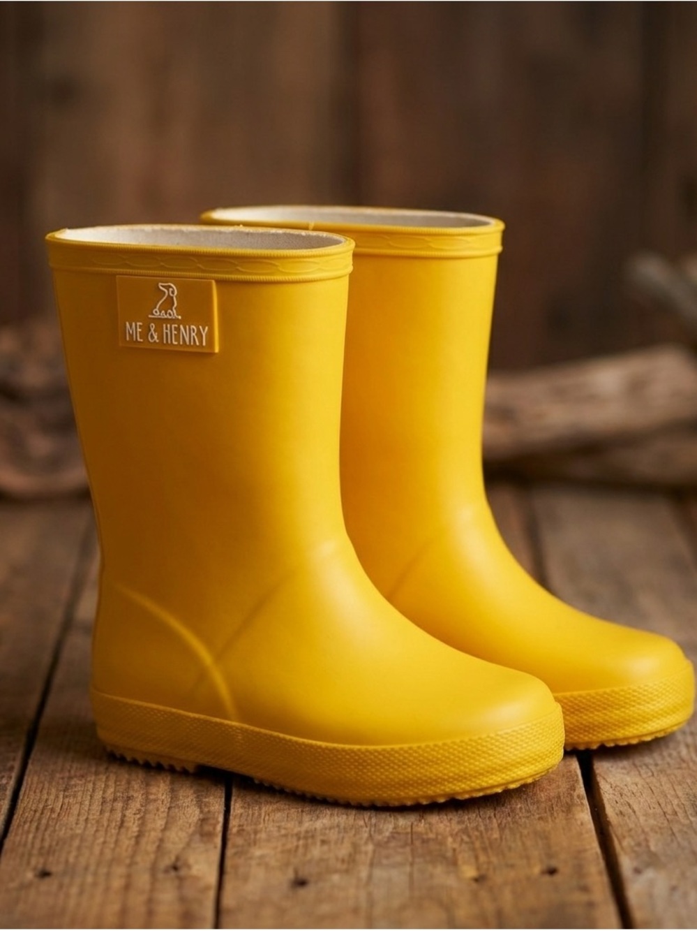 Me & Henry Kids' Yellow Rain Boots- Size 7 .